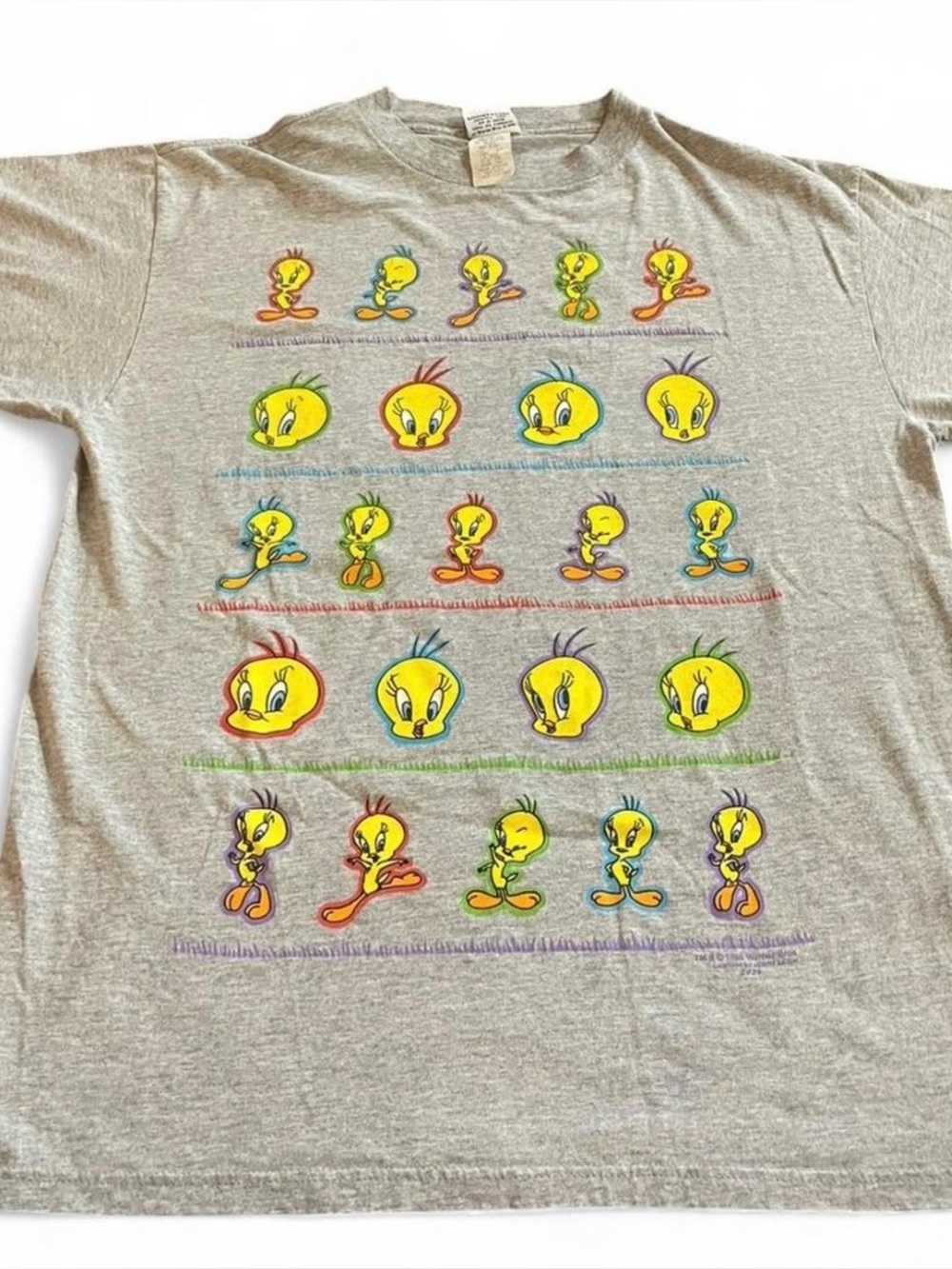 Vintage Tweety Bird Shirt Mens Large Gray Single Stitch Looney Tunes Tee 90s
